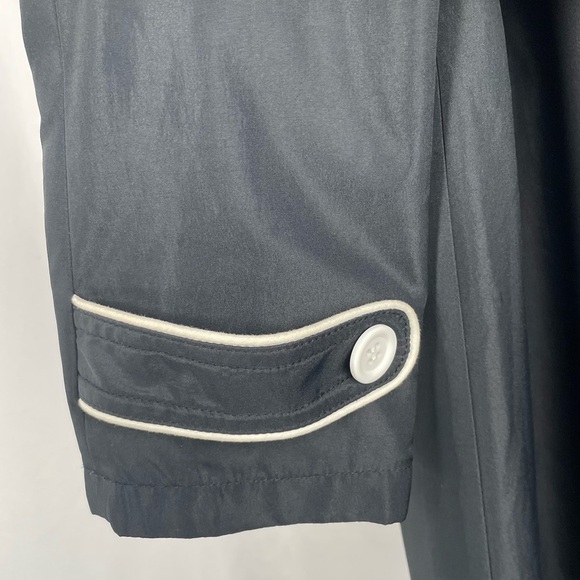 Vertigo Retro Style Belted Piping Detail Trench Coat in Black White Size Medium - Picture 5 of 7